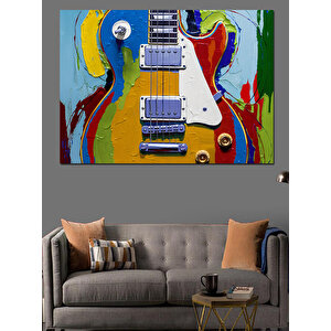 Renkli Gitar Sanatı Dekoratif Kanvas - Mdf Ahşap Tablo