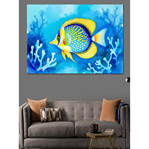 Mercanlar Arasında Balık Dekoratif Kanvas - Mdf Ahşap Tablo 100x140 cm