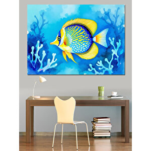 Mercanlar Arasında Balık Dekoratif Kanvas - Mdf Ahşap Tablo 100x140 cm