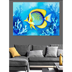 Mercanlar Arasında Balık Dekoratif Kanvas - Mdf Ahşap Tablo 100x140 cm
