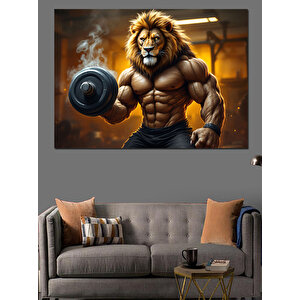 Kaslı Aslan Kral Dekoratif Kanvas - Mdf Ahşap Tablo