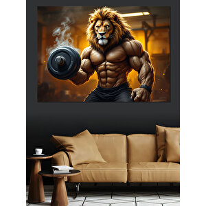 Kaslı Aslan Kral Dekoratif Kanvas - Mdf Ahşap Tablo 50x70 cm