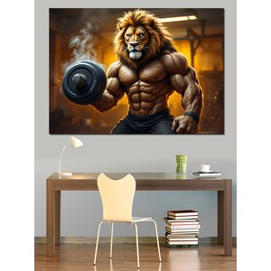 Kaslı Aslan Kral Dekoratif Kanvas - Mdf Ahşap Tablo 100x140 cm