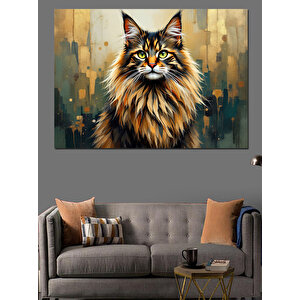 Bakışlarıyla Etkileyen Büyük Kedi Dekoratif Kanvas - Mdf Ahşap Tablo 35x50 cm