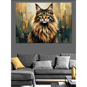Bakışlarıyla Etkileyen Büyük Kedi Dekoratif Kanvas - Mdf Ahşap Tablo