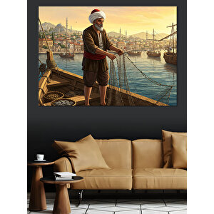 Osmanlıda Balıkçı Dekoratif Kanvas - Mdf Ahşap Tablo 70x100 cm