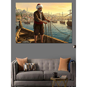 Osmanlıda Balıkçı Dekoratif Kanvas - Mdf Ahşap Tablo