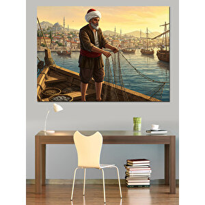 Osmanlıda Balıkçı Dekoratif Kanvas - Mdf Ahşap Tablo