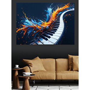 Piyano Tuşlarında Renk Patlaması Dekoratif Kanvas - Mdf Ahşap Tablo 100x140 cm