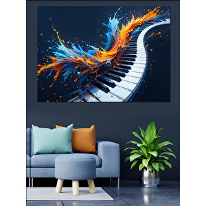 Piyano Tuşlarında Renk Patlaması Dekoratif Kanvas - Mdf Ahşap Tablo 100x140 cm