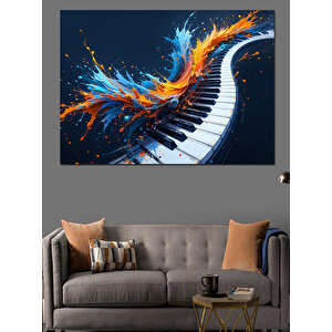 Piyano Tuşlarında Renk Patlaması Dekoratif Kanvas - Mdf Ahşap Tablo 100x140 cm