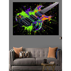 Patlayan Renkli Gitar Dekoratif Kanvas - Mdf Ahşap Tablo 25x35 cm