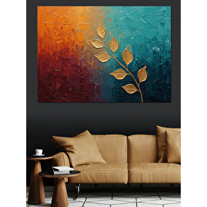 Altın Yapraklı Renk Kompozisyonu Dekoratif Kanvas - Mdf Ahşap Tablo 25x35 cm