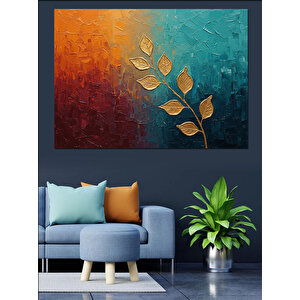 Altın Yapraklı Renk Kompozisyonu Dekoratif Kanvas - Mdf Ahşap Tablo