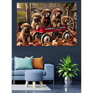 Yavru Köpek Macerası Dekoratif Kanvas - Mdf Ahşap Tablo 25x35 cm