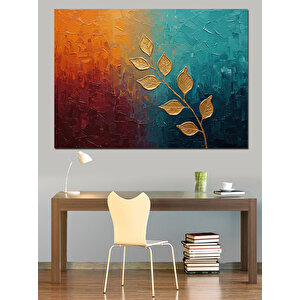 Altın Yapraklı Renk Kompozisyonu Dekoratif Kanvas - Mdf Ahşap Tablo 35x50 cm