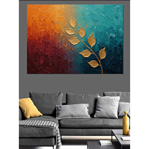 Altın Yapraklı Renk Kompozisyonu Dekoratif Kanvas - Mdf Ahşap Tablo 35x50 cm