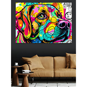 Pop Art Renkli Köpek Dekoratif Kanvas - Mdf Ahşap Tablo 70x100 cm