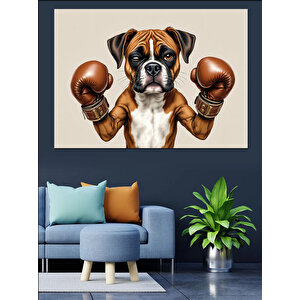 Boks Eldivenli Yavru Köpek Dekoratif Kanvas - Mdf Ahşap Tablo 100x140 cm