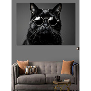 Güneş Gözlüklü Kedi Dekoratif Kanvas - Mdf Ahşap Tablo 70x100 cm