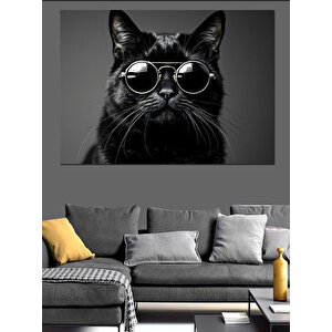 Güneş Gözlüklü Kedi Dekoratif Kanvas - Mdf Ahşap Tablo 70x100 cm