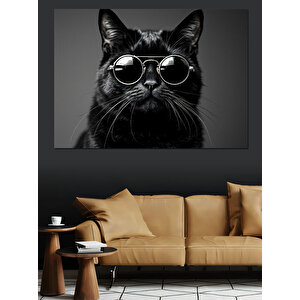 Güneş Gözlüklü Kedi Dekoratif Kanvas - Mdf Ahşap Tablo