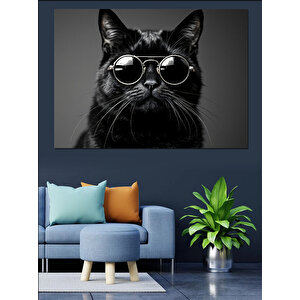 Güneş Gözlüklü Kedi Dekoratif Kanvas - Mdf Ahşap Tablo