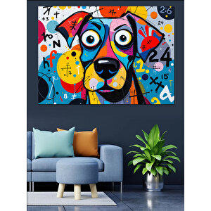 Renkli Soyut Köpek Yüzü Dekoratif Kanvas - Mdf Ahşap Tablo