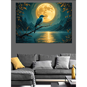 Ay Işığında Kuş Dekoratif Kanvas - Mdf Ahşap Tablo 70x100 cm