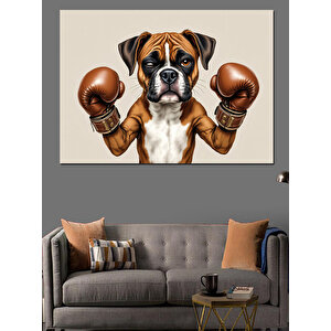 Boks Eldivenli Yavru Köpek Dekoratif Kanvas - Mdf Ahşap Tablo 35x50 cm