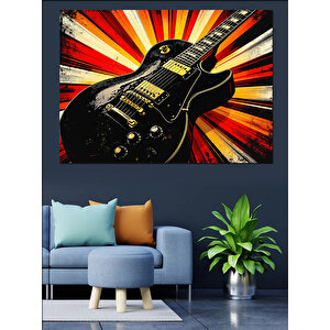 Patlayan Elektro Gitar Dekoratif Kanvas - Mdf Ahşap Tablo 70x100 cm