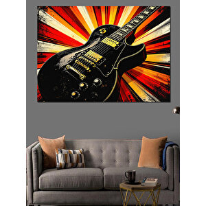 Patlayan Elektro Gitar Dekoratif Kanvas - Mdf Ahşap Tablo 70x100 cm