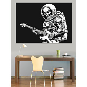 Gitar Çalan Uzaylı Astronot Dekoratif Kanvas - Mdf Ahşap Tablo 50x70 cm
