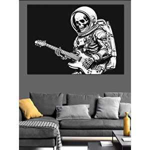 Gitar Çalan Uzaylı Astronot Dekoratif Kanvas - Mdf Ahşap Tablo 50x70 cm