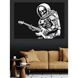 Gitar Çalan Uzaylı Astronot Dekoratif Kanvas - Mdf Ahşap Tablo 50x70 cm