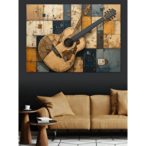 Eski Ahşap Gitar Deseni Dekoratif Kanvas - Mdf Ahşap Tablo