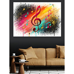 Müzikli Renk Patlaması Dekoratif Kanvas - Mdf Ahşap Tablo 25x35 cm