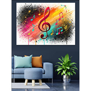 Müzikli Renk Patlaması Dekoratif Kanvas - Mdf Ahşap Tablo 25x35 cm
