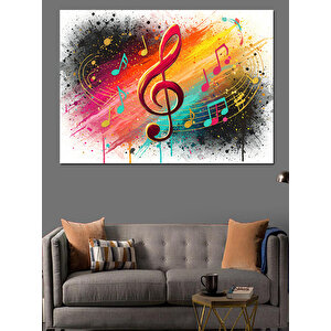 Müzikli Renk Patlaması Dekoratif Kanvas - Mdf Ahşap Tablo 25x35 cm
