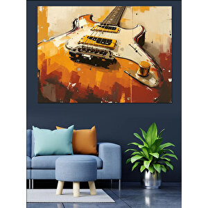 Soyut Sarı Gitar Dekoratif Kanvas - Mdf Ahşap Tablo 100x140 cm