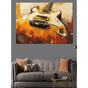 Soyut Sarı Gitar Dekoratif Kanvas - Mdf Ahşap Tablo 100x140 cm