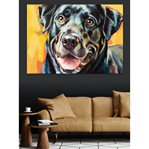 Neşeli Köpek Portresi Dekoratif Kanvas - Mdf Ahşap Tablo