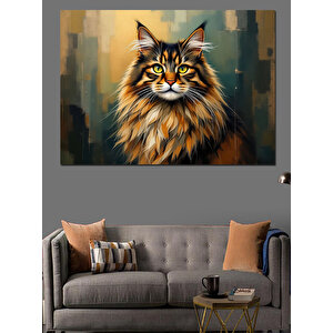 Uzun Tüylü Orman Kedisi Dekoratif Kanvas - Mdf Ahşap Tablo