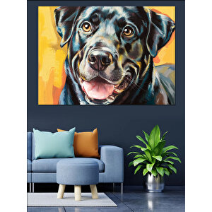 Neşeli Köpek Portresi Dekoratif Kanvas - Mdf Ahşap Tablo 35x50 cm