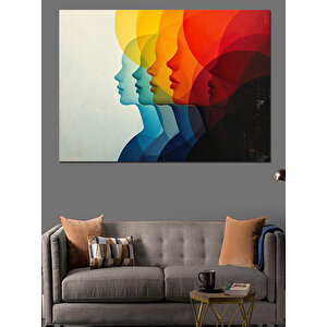 Renk Geçişli Silüetler Dekoratif Kanvas - Mdf Ahşap Tablo