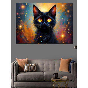 Parlayan Gözlü Kedi Dekoratif Kanvas - Mdf Ahşap Tablo 50x70 cm