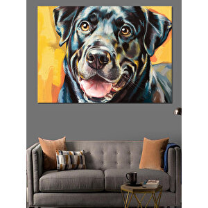 Neşeli Köpek Portresi Dekoratif Kanvas - Mdf Ahşap Tablo 100x140 cm
