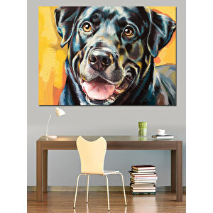 Neşeli Köpek Portresi Dekoratif Kanvas - Mdf Ahşap Tablo 100x140 cm