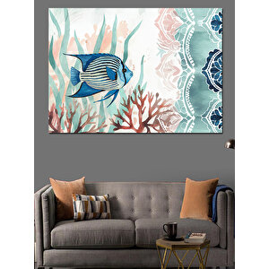 Mercanlar Arasında Balık Dekoratif Kanvas - Mdf Ahşap Tablo 100x140 cm