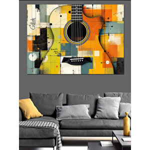 Vintage Desenli Gitar Dekoratif Kanvas - Mdf Ahşap Tablo